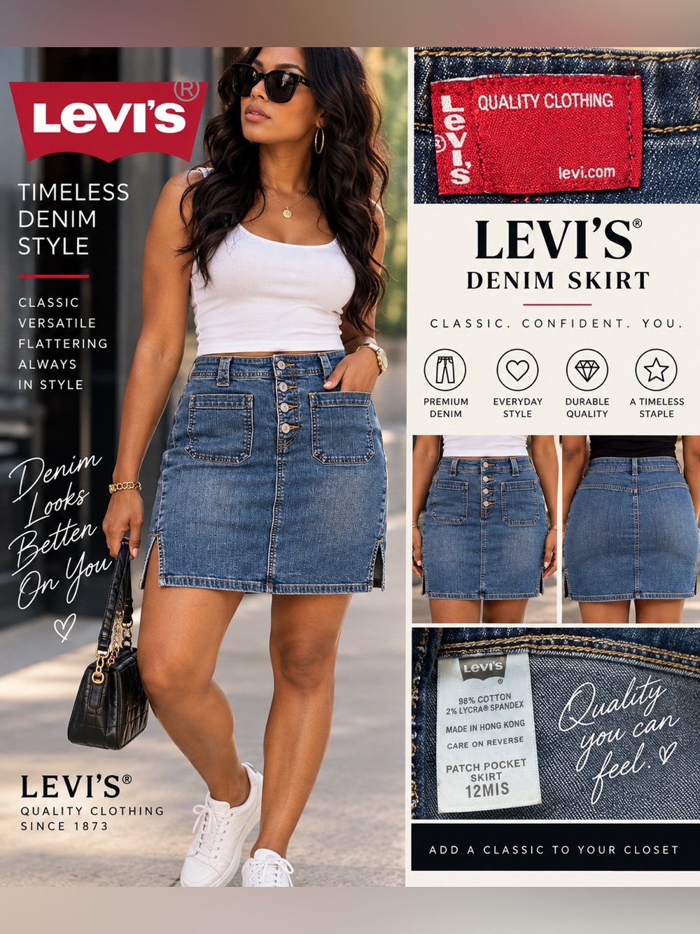 Levi's Women's Blue Denim Button-Front Mini Skirt size 12